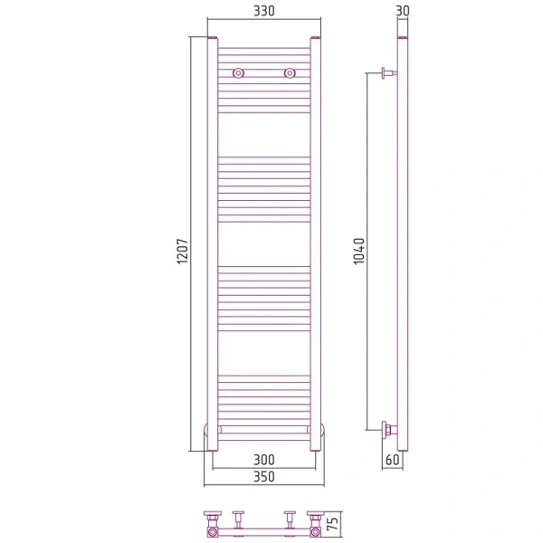 Полотенцесушитель водяной Сунержа Модус 30х120 см черный хром - фото 2