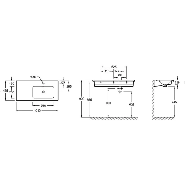 Раковина Jacob Delafon Vox 101 см правосторонняя, современные, hi-tech - фото 2