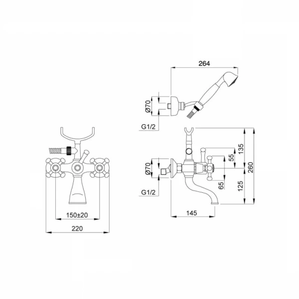 Смеситель для ванны Migliore Lady 188 с душевой лейкой - фото 3