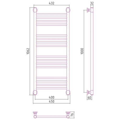 Полотенцесушитель водяной Сунержа Богема+ 40x100 см другие цветовые решения - фото 3