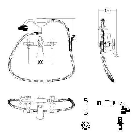 Смеситель для ванны с лейкой и шлангом Devon&Devon Austin UTAU933 - фото 4