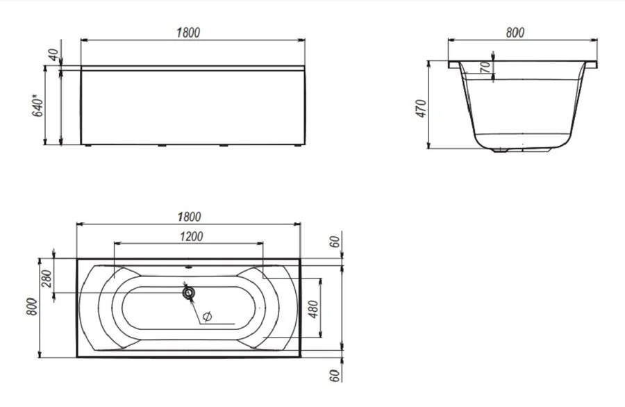 Ванна акриловая 1Marka Esma MG 01эсм1880, 180 x 80 см, белый - фото 2
