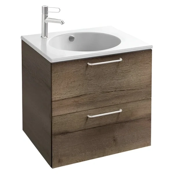 Тумба под раковину подвесная Jacob Delafon Odeon Rive Gauche 60 см дуб табак, ручки хром - фото 1