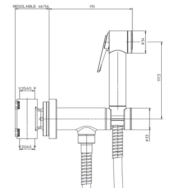 Гигиенический душ Bossini Paloma Brass E37007B.030 - фото 3