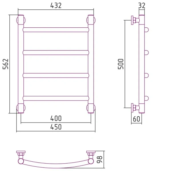 Полотенцесушитель водяной Сунержа Галант+ 40х50 см шампань, современные, hi-tech - фото 2