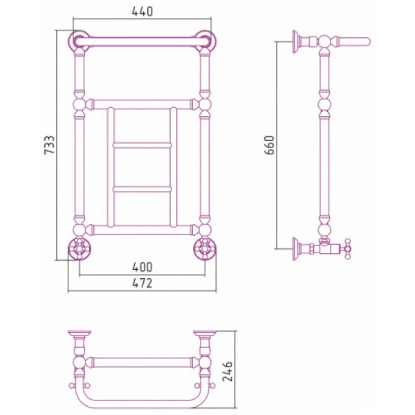 Полотенцесушитель водяной Сунержа Ренессанс 40х66 см матовая шампань - фото 2