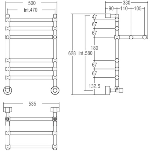 Полотенцесушитель водяной Margaroli Sole 452, 5 секций с полкой - фото 3