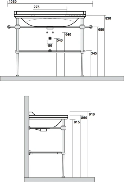 Консоль под раковину со стеклянной полочкой, цвет хром Kerasan Waldorf, нет в наличии index_1 - фото 4