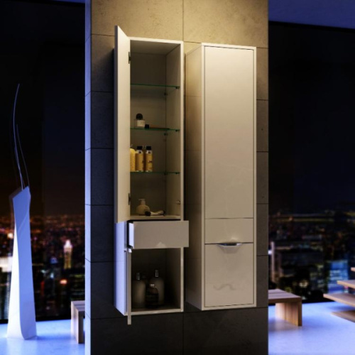 Шкаф-пенал подвесной Aqwella Malaga 33 см белый, петли слева, 30 см - фото 3