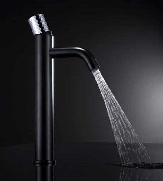 Смеситель для раковины Boheme Stick black diamond chrome, высокие, округлая форма - фото 5