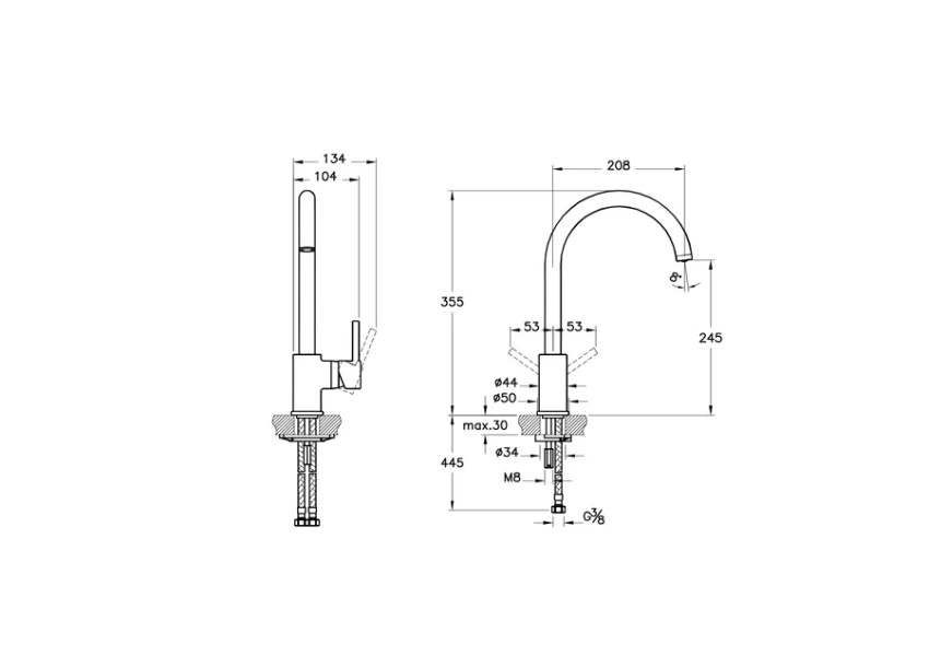Смеситель для кухни VitrA Minimax S A42091 однорычажный - фото 2