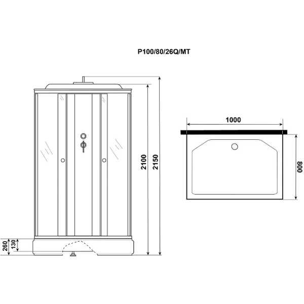 Душевая кабина Niagara Promo 100х80 см стекло матовое - фото 2