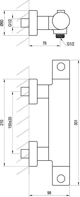 Смеситель для душа Ravak Puri черный, для душа - фото 2