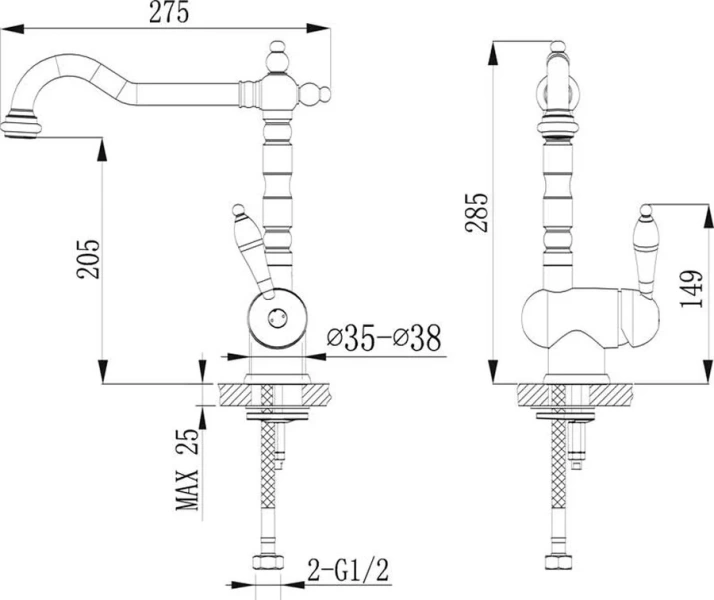 Смеситель для кухни Timo Morea  черный 2406F black, для кухни - фото 2
