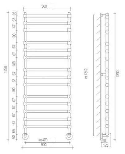 Полотенцесушитель водяной Margaroli 464-14, 14 секций с полкой - фото 2