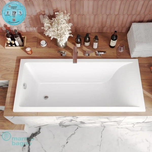 Ванна из литьевого мрамора Marmo Bagno Алесса NEW, 180 х 80 см, MB-ALN180-80 - фото 1