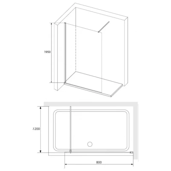 Душевая перегородка RGW Walk In WA-010B 80 см стекло матовое-сатинат, профиль черный, современные, hi-tech - фото 2