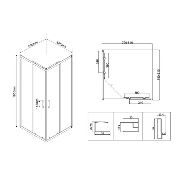 Душевой уголок Vincea City 80х80 см стекло прозрачное, квадратные - фото 2