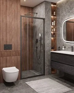 Душевая дверь в нишу Cezares Molveno 90 см стекло прозрачное профиль оружейная сталь - фото 3