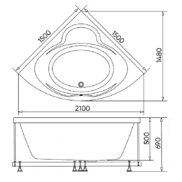 Ванна акриловая Viant Мальта VVAMAL150150 150 х 150 см, белая - фото 2