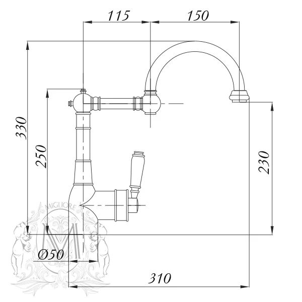 Смеситель для кухни Migliore Ermitage золото, для кухни - фото 2