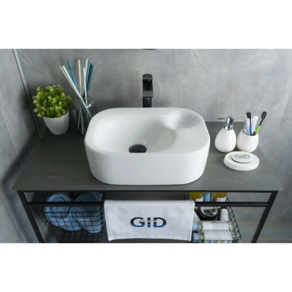 Раковина GID Geometrico N9266 47 см белая, одинарные, недорогие, с антигрязевым покрытием - фото 8