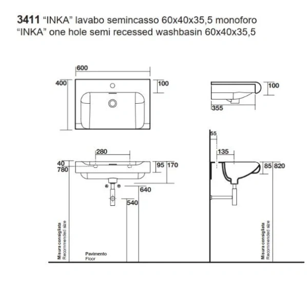 Тумба с раковиной подвесная Kerasan Inka Project 911102 120см белая глянцевая - фото 3