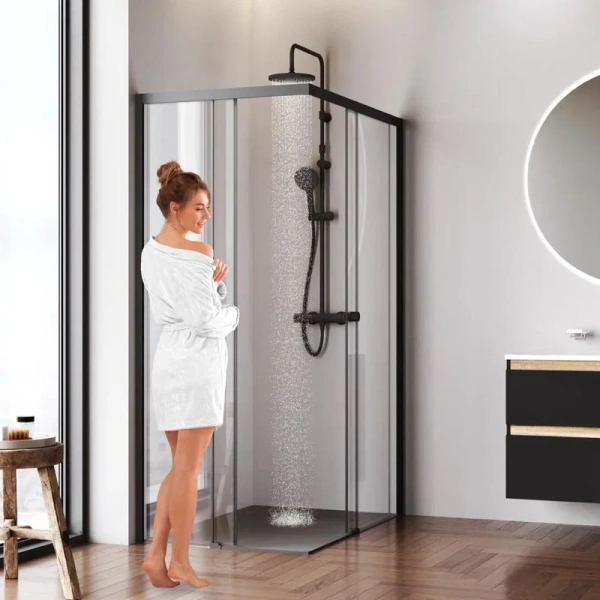 Душевой уголок Am.Pm X-Joy 120x90 см профиль черный, стекло прозрачное, черные - фото 4