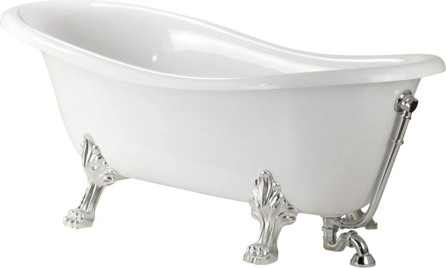 Ванна из искусственного камня Migliore Bella 170х80 см фурнитура хром, белые - фото 8