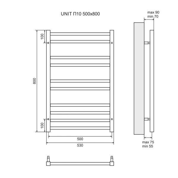 Полотенцесушитель электрический Lemark Unit п10 50x80 см левый/правый, черный, современные, hi-tech - фото 2