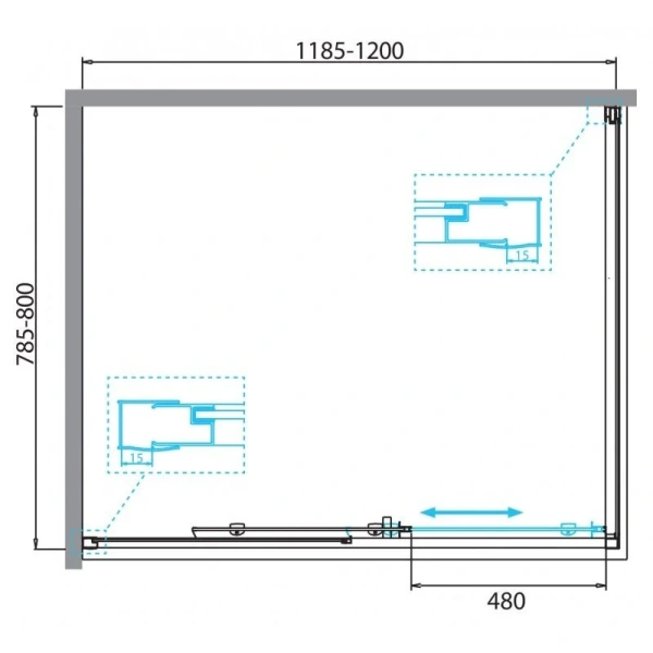 Душевой уголок BelBagno Due 120x80 см стекло прозрачное - фото 2