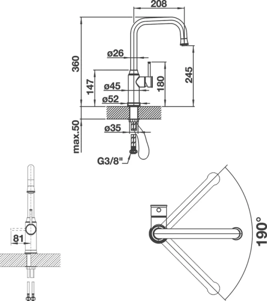 Смеситель для кухни, полированная латунь, Blanco Livia-S, высокие, округлая форма - фото 4