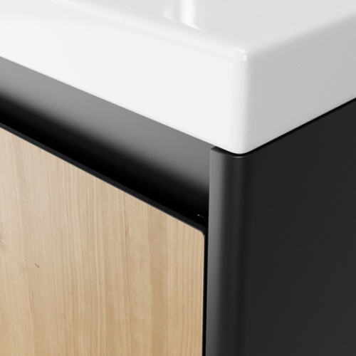 Тумба с раковиной напольная Velvex Klaufs tnKLA.90.2Y-61 90 см с двумя ящиками, белая, светло-коричневая, черная, комбинированная - фото 7