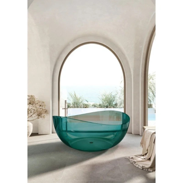 Ванна из полиэфирной смолы Abber Kristall 150x150 см бирюзовая, круглые - фото 3