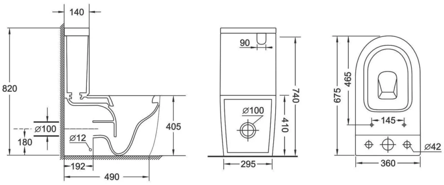Унитаз компакт Grossman безободковый, с задним подводом воды - фото 8