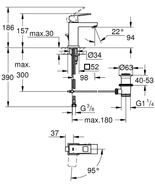Смеситель для раковины Grohe Eurocube 2339000E - фото 2