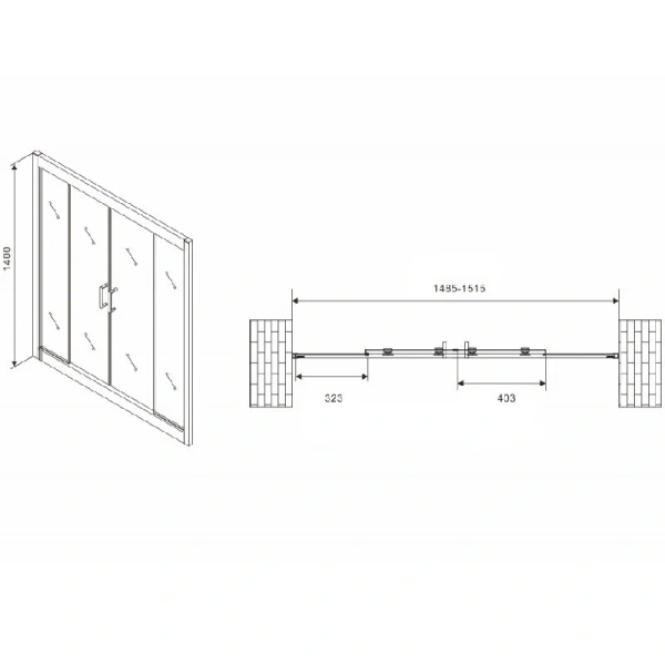 Шторка для ванны Abber Schwarzer Diamant AG57150 150x140 см раздвижная - фото 2