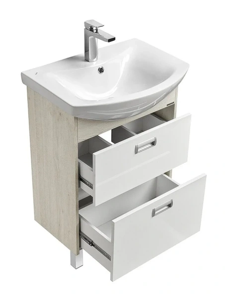 Тумба с раковиной напольная Акватон Бекка 1A196601BAC20 60 см с двумя ящиками - фото 4