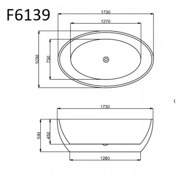 Ванна акриловая Frank F6139, 12529, 170 х 100 см, цвет белый - фото 2