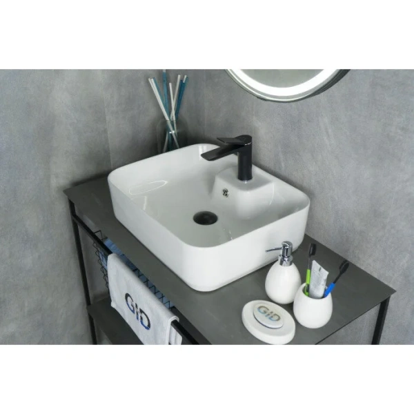 Раковина GID Geometrico N9445 52 см белая, в форме чаши, прямоугольной формы - фото 5