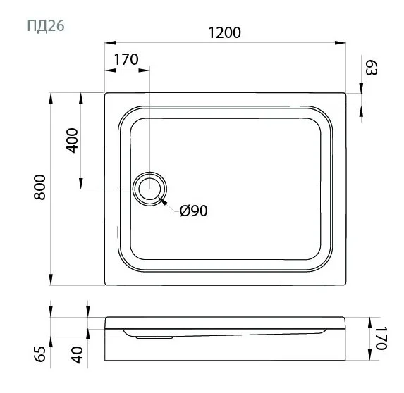 Душевой поддон Triton 120x80 см прямоугольный, недорогие - фото 2