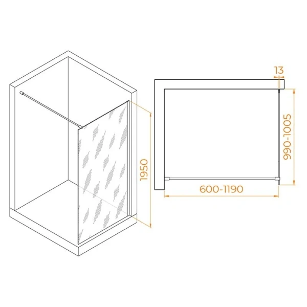 Душевая перегородка RGW Walk In WA-010B 100 см профиль черный стекло серое - фото 2