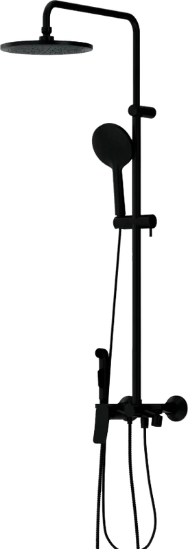 Душевая стойка Damixa Apollo со смесителем-полкой, черный матовый - фото 1