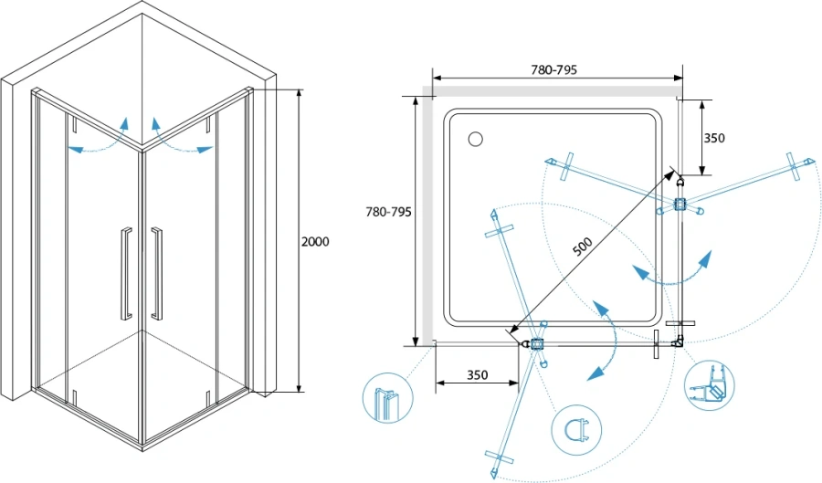 Душевой уголок RGW Stilvoll SV-33 06323388 80х80 см прозрачное стекло, 80х80 - фото 5