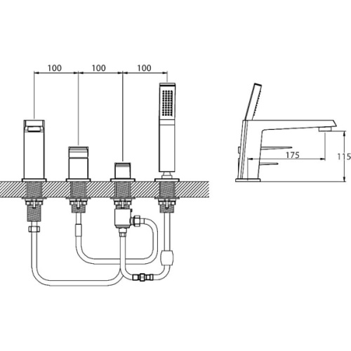 Смеситель на борт ванны BelBagno Arlie с ручным душем, хром - фото 2