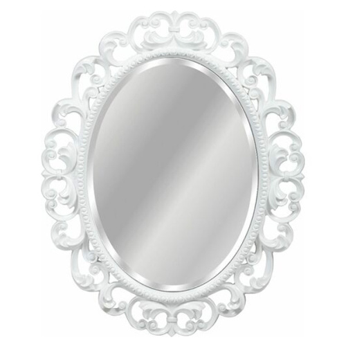 Зеркало овальное с фацетом, цвет белый глянец с серебром, Tessoro Isabella 82 - фото 1