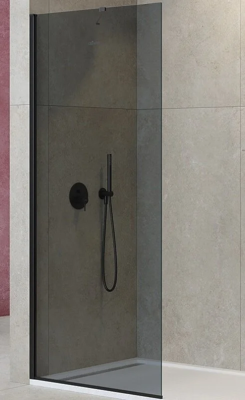 Душевая перегородка Cezares Liberta 90 см профиль черный стекло прозрачное - фото 1