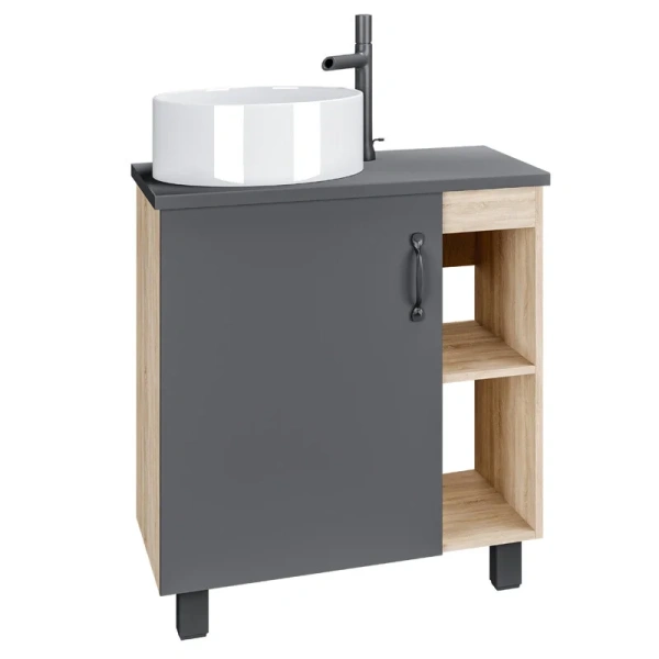 Тумба под раковину напольная Grossman Флай 71,5 см дуб сонома/серая, современная, hi-tech, лофт - фото 3