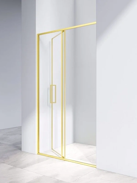 Душевая дверь в нишу Vincea Slim 120 см профиль золото стекло прозрачное, прозрачные - фото 7