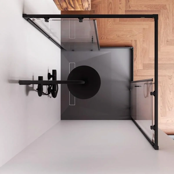 Душевой уголок Am.Pm Gem 100x100 см профиль черный, 100х100 - фото 5